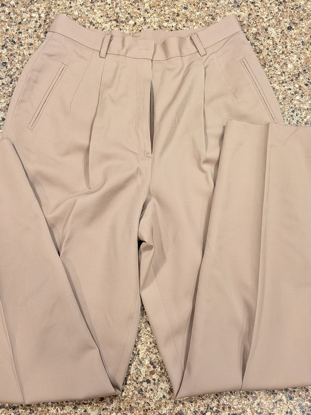 Women's 100% Wool Tailored Beige Dress Pants